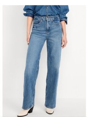 Old Navy Extra High Waisted Wide Leg Jeans 4 Petite Nwr